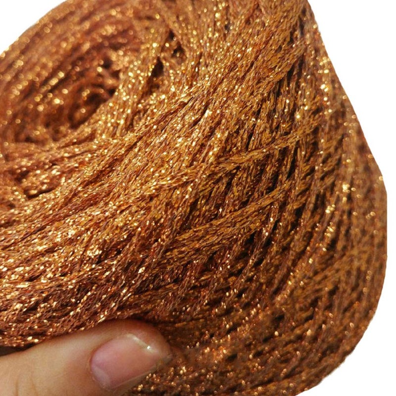 Clisil 100g DIY Gold Lurex Shining Glitter Sparkle Metal Yarn - Crochet Thread for Bag, Sweater, Doll Accessory - Shiny Christmas Snowflake - Image 1